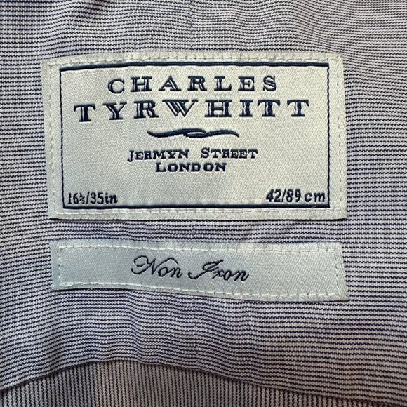 Charles Tyrwhitt Button Down Shirt Mens 16.5 35 Blue White Dress Work Shirt Tux - Picture 12 of 12